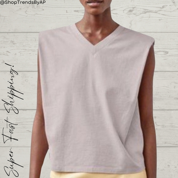 Aritzia Babaton Shoulder Pad V-Neck Top - Picture 1 of 8